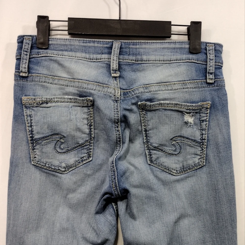 Silver Jeans Distressed Boyfriend Jeans Women's 26 Blue Boho Retro 90s Y2K Baggy - Picture 6 of 9